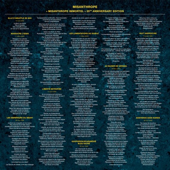 MISANTHROPE - «Misanthrope Immortel 25th ANNIVERSARY Edition» Nuit Androgyne Édition 2LPs Violet Marbré ultra limité 77 ex. + Paroles/Lyrics Insert – Image 5