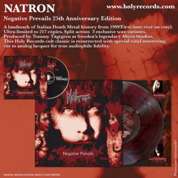 NATRON - CD Digipack + LP Negative Prevails 25th Anniversary Edition Blood Red Marbled Vinyl + lyrics insert [CULT ITALIAN DEATH METAL] ultra limited to 70 ex. first print February 2026