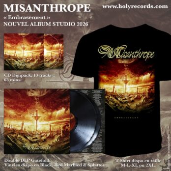 MISANTHROPE – BUNDLE Embrasement 2LPs Gatefold Couleur Noir-Black limité à 60 ex. + Paroles/Lyrics Insert + 1 T-Shirt + 1 CD Digipack + Digital Bonus