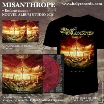 MISANTHROPE – BUNDLE Embrasement 2LPs Gatefold Couleur Rouge Marbré – Red Marbled limité à 160 ex. + Paroles/Lyrics Insert + 1 T-Shirt + 1 CD Digipack + Digital Bonus