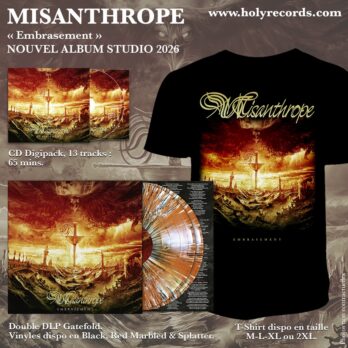MISANTHROPE – BUNDLE Embrasement 2LPs Gatefold Couleur Splatter ultra limité à 90 ex. + Paroles/Lyrics Insert + 1 T-Shirt + 1 CD Digipack + Digital Bonus