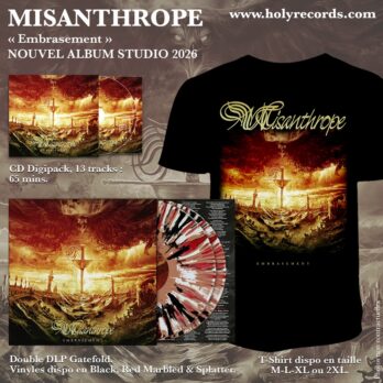 MISANTHROPE – BUNDLE Embrasement 2LPs Gatefold Couleur Splatter ultra limité à 90 ex. + Paroles/Lyrics Insert + 1 T-Shirt + 1 CD Digipack + Digital Bonus