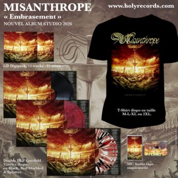MISANTHROPE – DIE HARD BUNDLE « Embrasement » Test Pressing Signé + 3 x 2LPs + 1 T-Shirt + 1 CD Digipack + 1 Audio Tape Musicassette + Digital Bonus