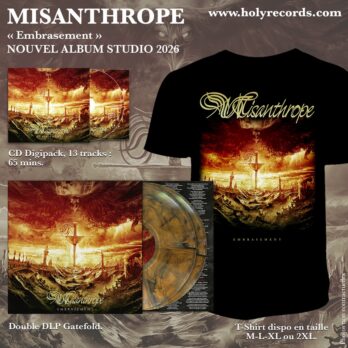 MISANTHROPE – BUNDLE Embrasement 2LPs Gatefold Couleur Ambre Marbré – Deep Amber Marbled limité à 80 ex. + Paroles/Lyrics Insert + 1 T-Shirt + 1 CD Digipack + Digital Bonus
