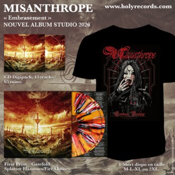 MISANTHROPE – BUNDLE Comtesse Vampyr - Embrasement 2LPs Gatefold Couleur Splatter Flammes - Fire Flames limité à 65 ex. + Paroles/Lyrics Insert + 1 T-Shirt + 1 CD Digipack + Digital Bonus