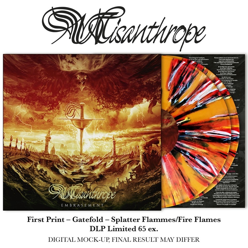 MISANTHROPE - Embrasement 2LPs Gatefold Couleur Splatter Flammes - Fire Flames limité à 65 ex. + Paroles/Lyrics Insert + Bonus Digital