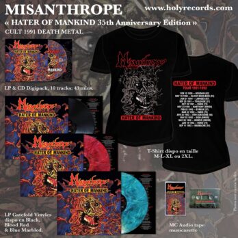 MISANTHROPE – DIE HARD BUNDLE « HATER OF MANKIND 35th Anniversary Edition» Test Pressing LP Signé + 3 x LPs Gatefold + 1 T-Shirt + 1 CD Digipack + 1 Audio Tape Musicassette ! Ultra limité à 20 exemplaires