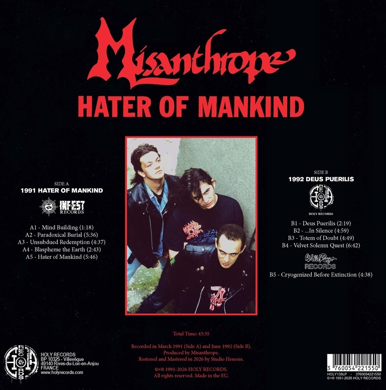 MISANTHROPE - BUNDLE « HATER OF MANKIND 35th Anniversary Edition » LP Blood Red – Rouge Sang limité à 100 ex. + 1 T-Shirt + 1 CD Digipack + Gatefold Paroles/Lyrics Insert – Image 7